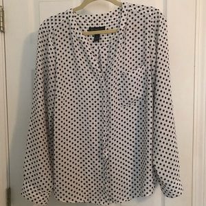 White/Black Polka Dot Blouse - INC Sz 16
